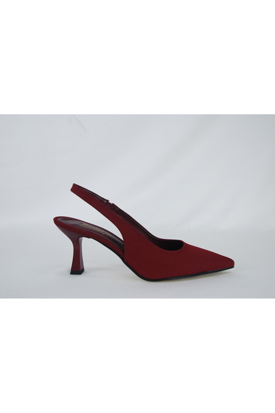 ZİO Women's Cherry Matte Satin Open Back Short Heel Shoes