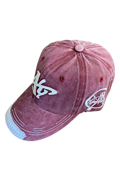 MavişTuhafiye Spor Beyzbol Şapkası Bordo Kot Kumaşı Strapback Cap