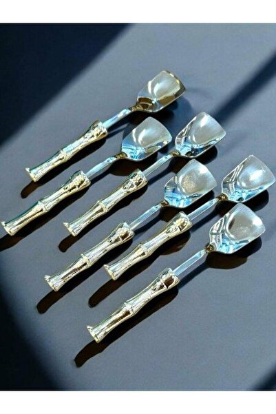 ROY KING Royking Bambu Saplı Gümüş Dondurma Kaşık 6'lı EYM 086