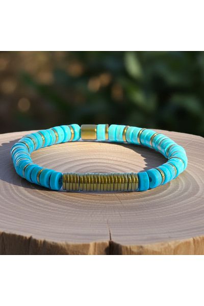 Perlavita Evil Eye Lock - Eye Cream and Evil Eye Protection Bracelet (Turquoise and Yellow Hematite)
