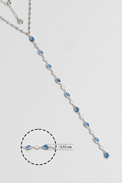 So CHIC... Renklerin Büyüsü 18 Ayar Beyaz Altın Kaplama 44 Cm Gümüş Y Kolye