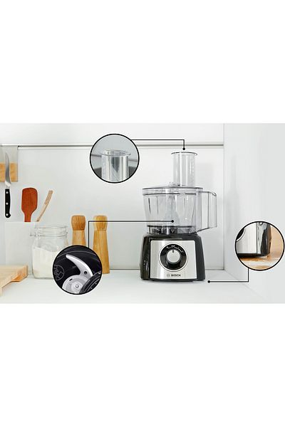 Bosch MultiTalent 3 Plus Kitchen Robot 900 W Black, Brushed Stainless Steel