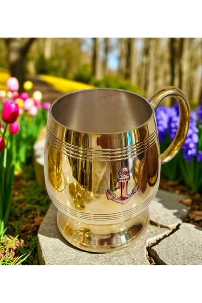 Kuzey Tacı Brass Anchor Mug Cup Stylish Design Home Office Decoration