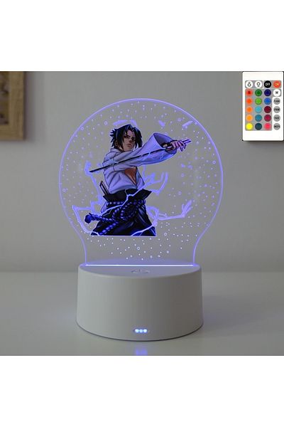 ILUMISHOP Lampa De Veghe LED, anime Naruto Sasuke, 16 Culori, cu telecomanda, Alimentare USB sau 3 baterii AA