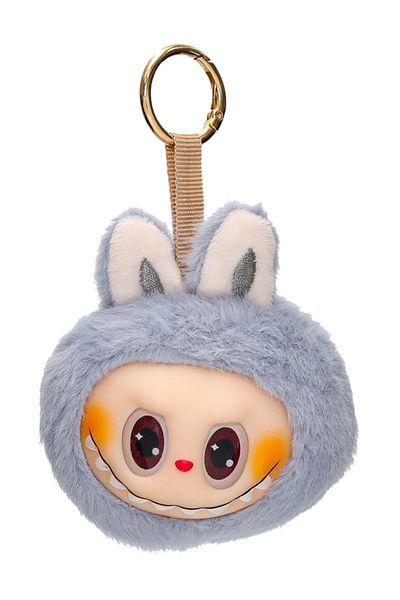 Skappo Gray Labubu Toy Keychain Model Children's Baby Soft Plush Head Bag Charm