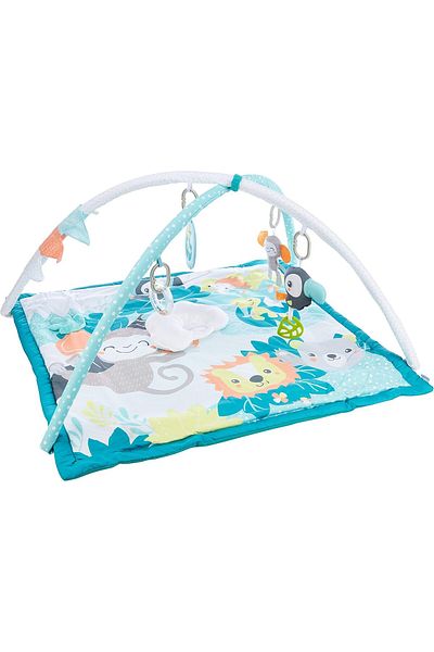 The Moon Brand Jungle Friends Play Mat 0m+, Two Arch Baby Playmat & Activity Gym with hanging rattle