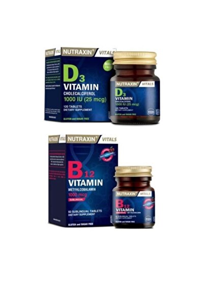 Nutraxin فيتامين ب12 1000 ميكروجرام 60 قرص - نوتركسين فيتامين د3 120 قرص