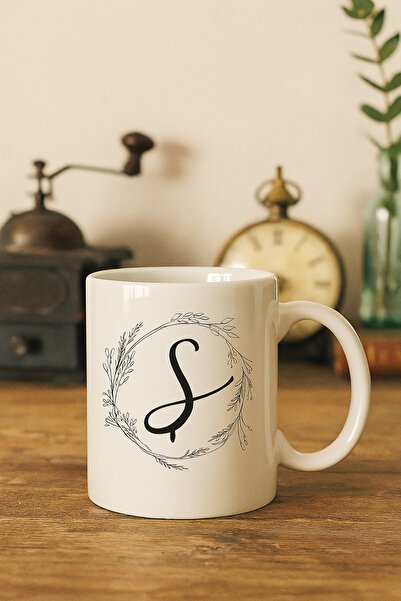 çokaş Letter S Text Printed Porcelain Large Size Mug Cup
