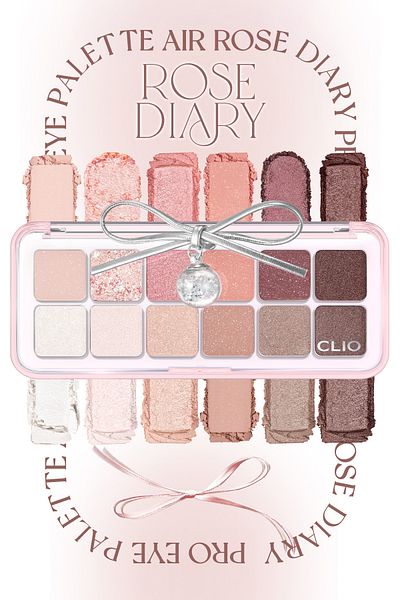 CLIO Eyeshadow Palette with Light Texture Intense Colors Pro Eye Palette Air (101 Rose Diary)