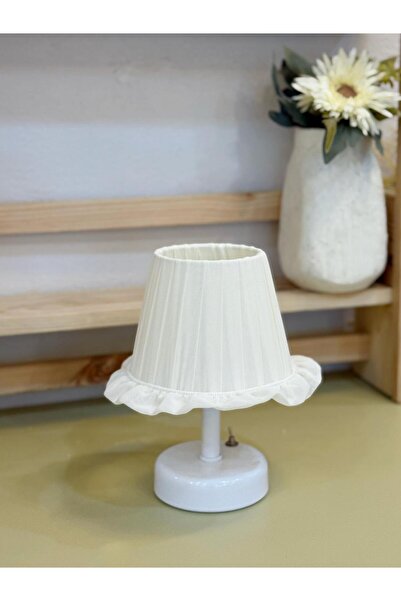Maison Avf Osmanlı İpeği Fırfır İşlemeli Kablosuz Masa Lambası – Alt Beyaz
