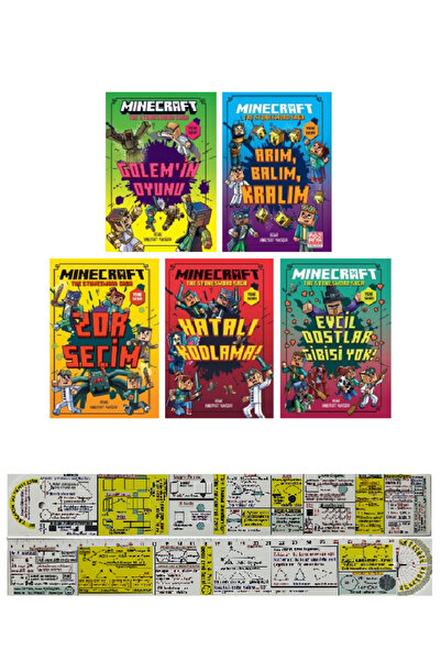 XLibris Minecraft Stonesword Saga 5 Kitap Set + Mat. Öğreten Cetvel