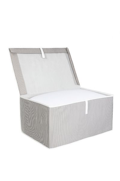 CARO HOME 3-Piece Set 60X40X30 Foldable Fabric Toy and Storage Box with Lid – Gray Striped