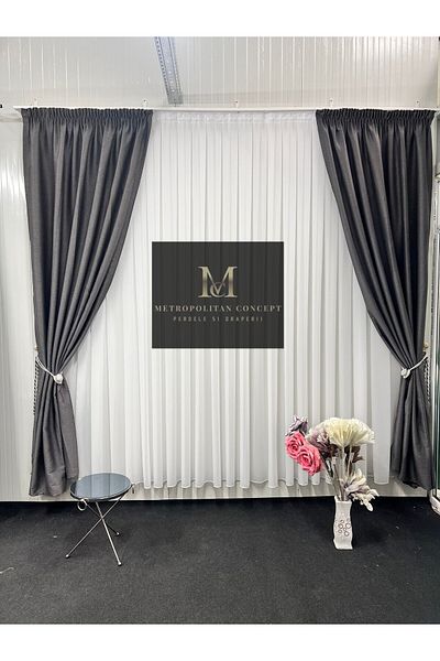 Metropolitan Concept Set of 2 blackout curtains in linen texture, worked on 10 cm wide rejansa