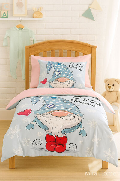 Mira Home Digital Printed 3D Cotton Newborn Baby Bedding Set Cute Gnome Pink