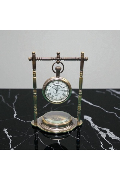 Kuzey Tacı Pirinç Masa Üstü Saat Şık Tasarım Vip
