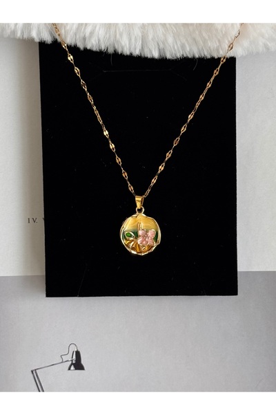 WhimsyWhite Vintage Çelik Kolye - Çiçek Gül Lale Tasarım Sanat Premium Çelik ...