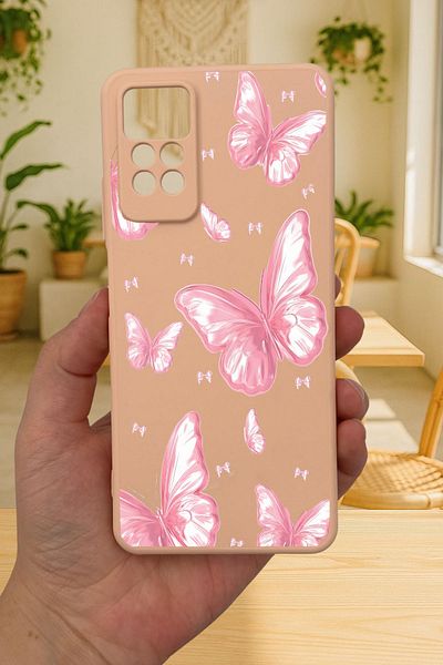 Vip Case Redmi Note 11 Pro/Note 12 Pro 4G وردي على شكل فراشة من السيليكون ممتص للصدمات وحماية مطاطية 277