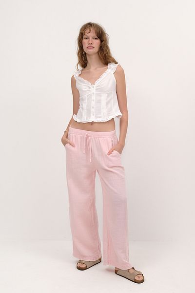 Addax Elastic Waist Wide Leg Trousers Pn13473-J8