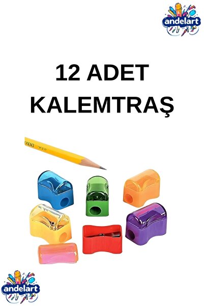 andelart 12 Adet Mini Hazneli Kalemtıraş Kapaklı Kalem Açacağı Kalemtraş