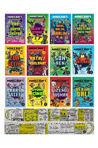 XLibris Minecraft Roman Serisi / 12 Kitap Set + Matematik Öğreten Cetvel