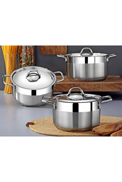 Gümüşer 6 parça kulp çelik tencere seti