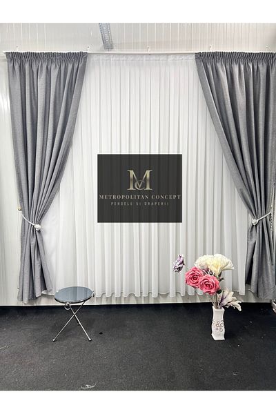 Metropolitan Concept Set of 2 blackout curtains in linen texture, worked on 10 cm wide rejansa