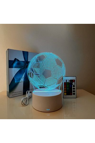 ILUMISHOP Lampa De Veghe 3D LED, Minge, 16 Culori cu telecomanda, USB sau 3 baterii AA