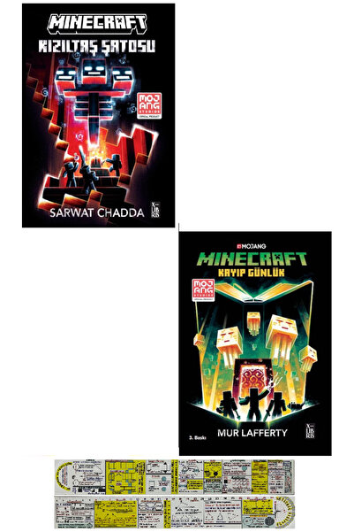 XLibris Minecraft Kızıltaş Şatosu + Kayıp Günlük 2 Kitap Set + Mat. Öğreten Cetvel