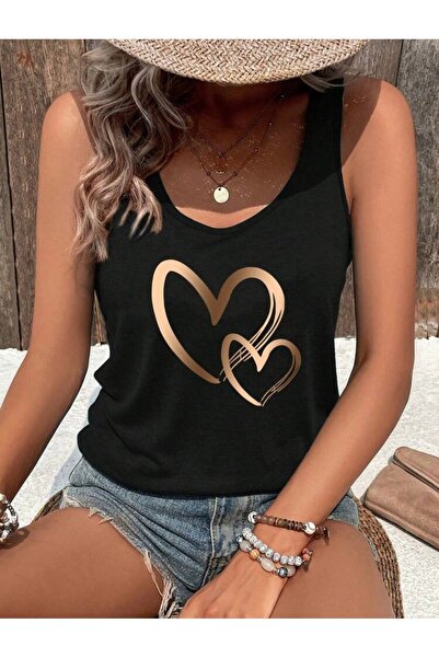 NOFLEN ΓΥΝΑΙΚΕΙΟ T-SHIRT ΜΕ ΣΤΑΜΠΑ GOLD HEART
