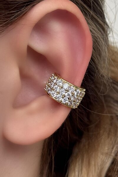 TAKIŞTIR Altın Renk Taş Detaylı YSX Ear Cuff (Tek)
