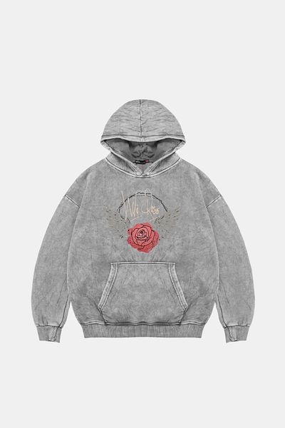 Bak Moda Wildrose Printed Women's Washable White Hoodie