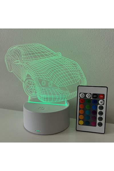 ILUMISHOP Lampa De Veghe 3D LED, Masina, 16 Culori, cu telecomanda, Alimentare USB sau 3 baterii AA