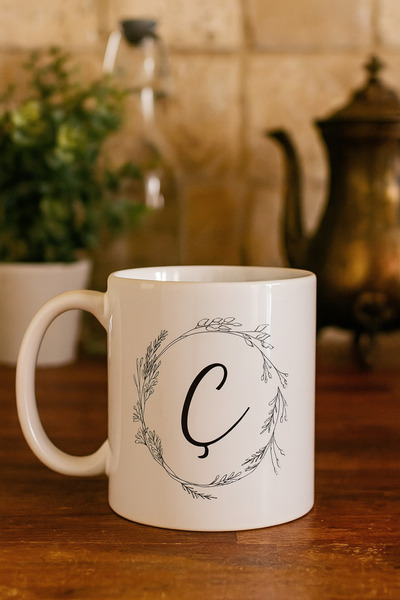 çokaş Letter C Text Printed Porcelain Large Size Mug Cup