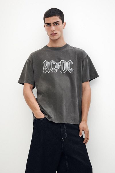 Pull & Bear Grey AC/DC T-shirt