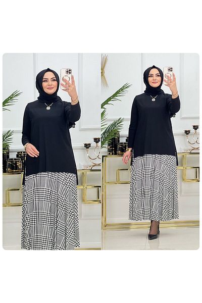 NİSUM MODA Σετ φούστα με σχέδιο Houndstooth