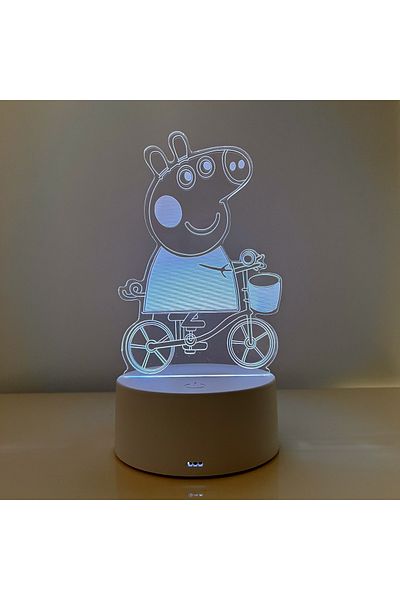 ILUMISHOP Lampa De Veghe 3D LED, PeppaPig, 7 Culori, Alimentare USB sau 3AA