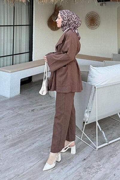 lamelif Kimono Hijab Set Chocolate Brown