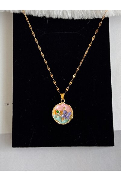 WhimsyWhite Sanat çiçek luxury Çelik kolye, gül lale inci kolye