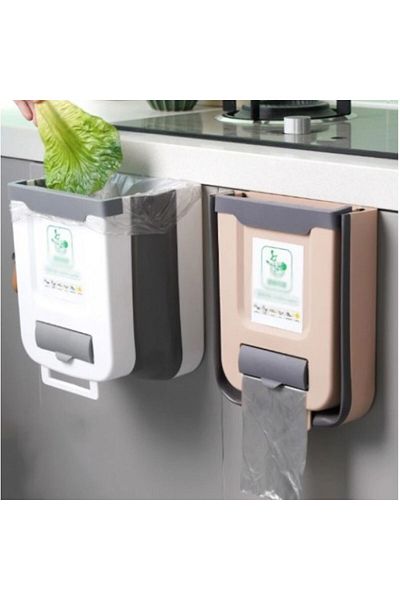 Hibana Foldable Kitchen Trash Can with Bag Chamber