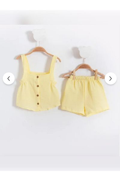 EHY GROUP Strappy Muslin Baby Girl Summer Shorts Set of 2-Yellow