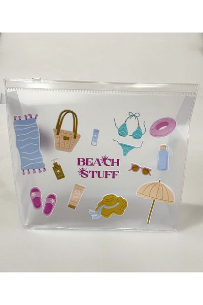 4nio Transparent Beach Stuff Printed Multi-Purpose Bag