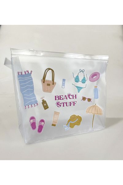 4nio Transparent Beach Stuff Printed Multi-Purpose Bag