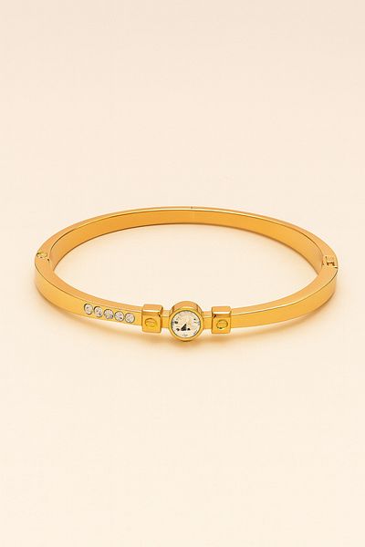 MeSin Store Gold Color Stone Clamp Bracelet