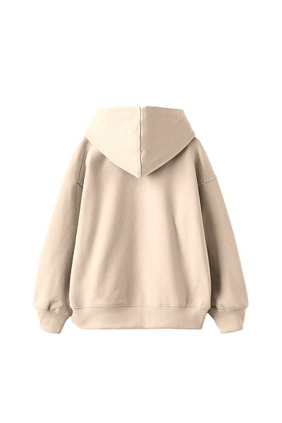 Sekizbiraltı Basic Oversize Unisex Beige Hoodie