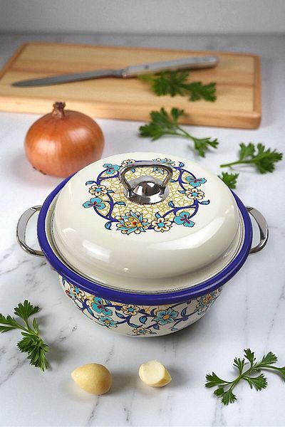 İnci Emaye No. 22 Enamel Pot, Serving, Food Camping, Picnic, Dowry