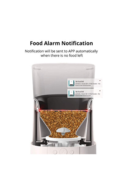 OEM Dispenser automat pentru câini și pisici, control WiFi, programabil prin aplicație, 6 l, alb
