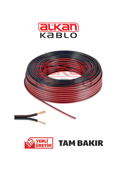 Alkan Kablo 2 x 0.75 mm H03VH-H Kodlu Yassı Kordon Hoparlör Kablosu Tam Bakır...