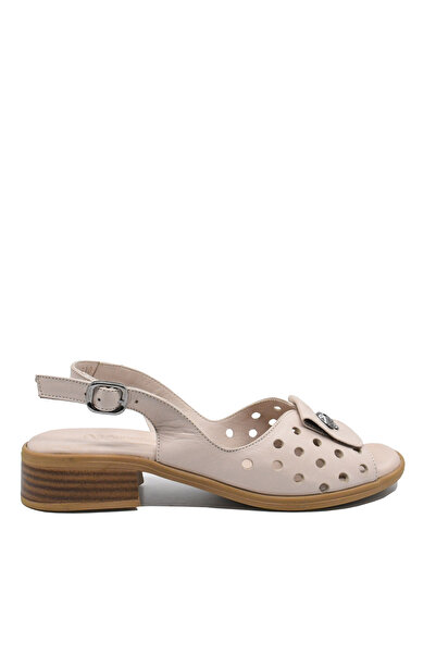 Anna Viotti powder pink low sandals, made of genuine leather with perforated polka dots