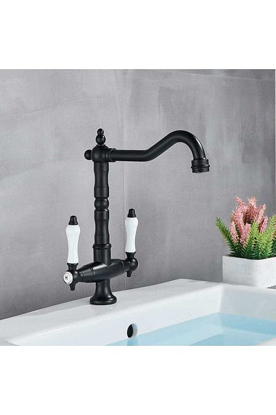 CasaVie Retro washbasin/kitchen mixer, tall, for sink or countertop mounting, matte black, code 1517