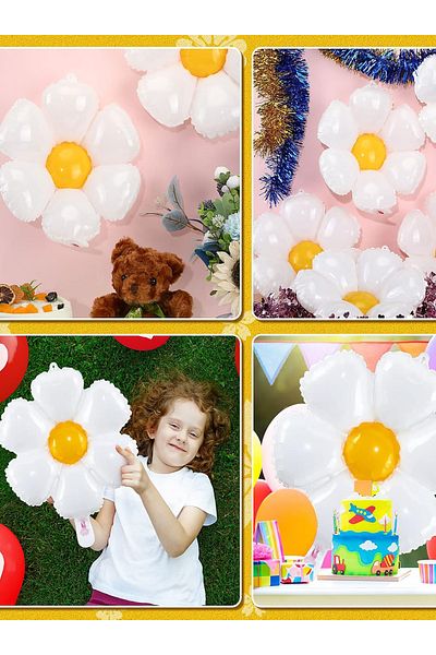 Parti dolabı 1Pcs Daisy Foil Balloon Daisy Flower Shaped Foil 40X42Cm
